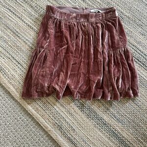 Velvet Pleated Skirt in Mauve